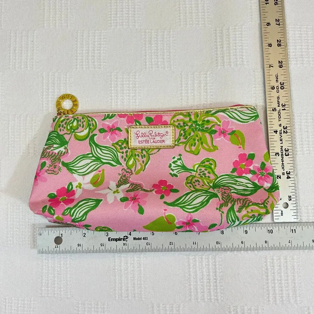 Lilly Pulitzer Cosmetic Bag For Estee Lauder Pink Floral 5' x 10